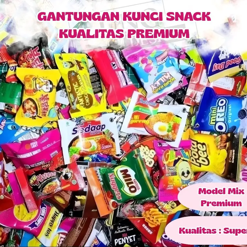 [isi 10/20 pcs ] Gantungan Kunci Replica Snack / Gantungan Kunci Unik / gantungan kunci Snack mix / GANTUNGAN KUNCI ANEKA SNACK JAJAN / GANTUNGAN KUNCI SNACK MAKANAN RINGAN CEMILAN / GANCI KEYCHAIN/SOUVENIR PERNIKAHAN UNIK MINIATUR 1