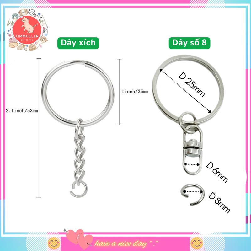  Set 50 Khoen Móc Khoá Chất Lượng Tốt Thú Bông Women Nữ Len Móc Chìa Khoá Diy 