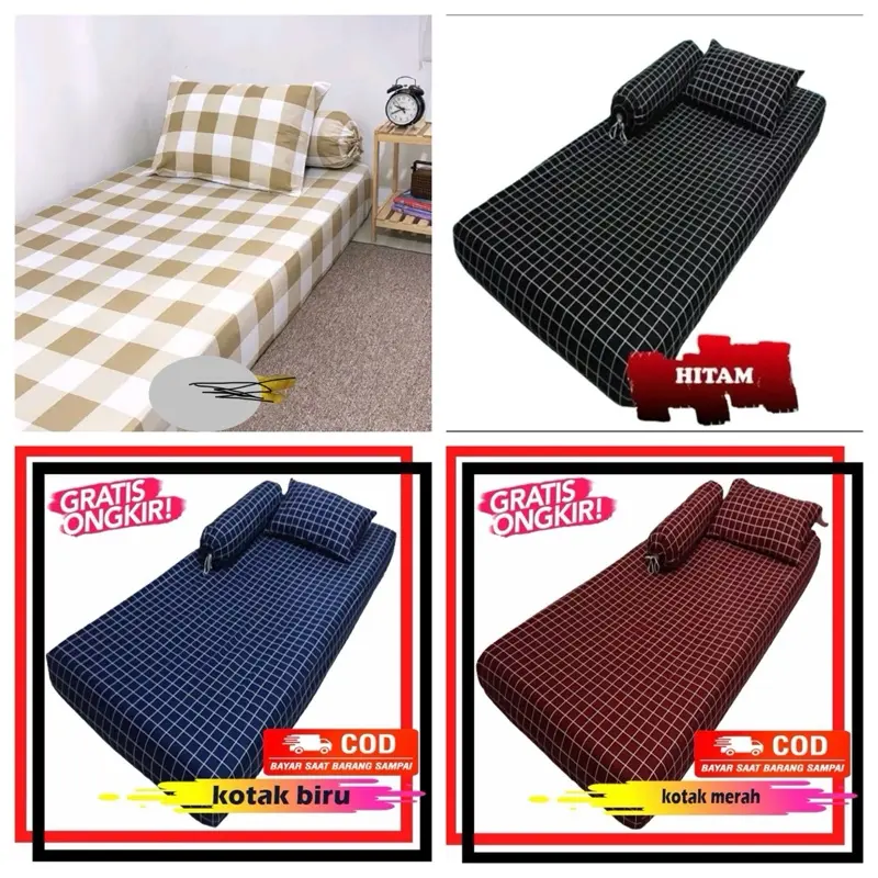 Sprei Single 90x200 100x200 120x200 Murah Berkualitas Sudut Pakai karet Kain Katun Adem