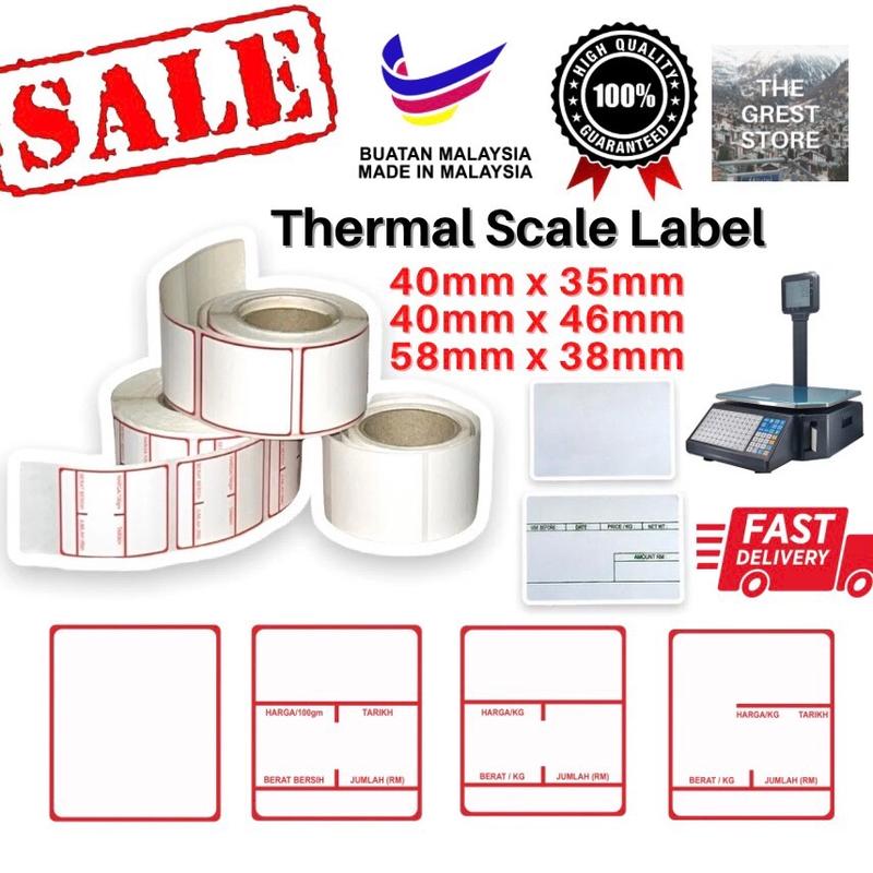Thermal Scale Label Sticker Timbang Sticker 40mm x 46mm 58mm x 38mm ...
