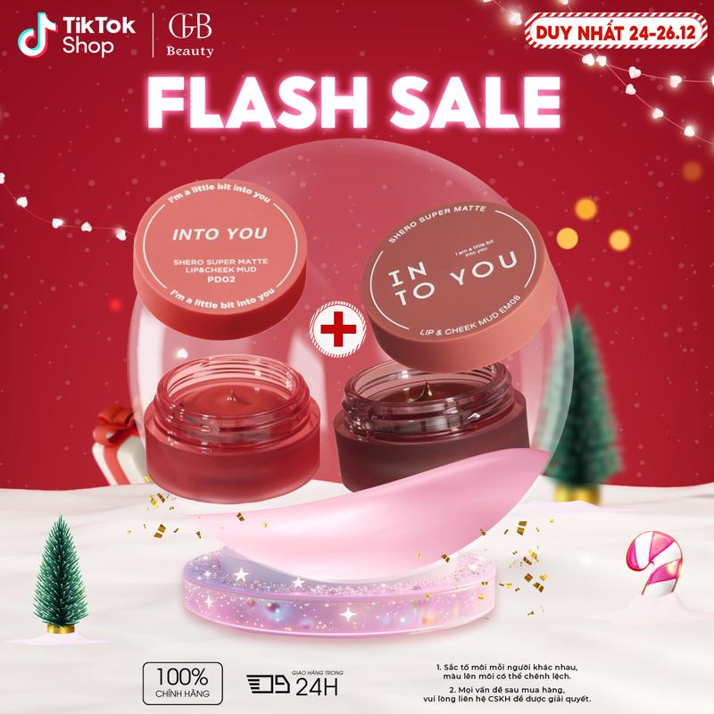   Livestream  Combo 2 Son Bùn Hũ INTO YOU Kem Lì Không Khô Môi Che Rãnh Môi Dễ Tán Tặng Kèm Cọ Dùng Cho Môi Và Má PD01 5g 