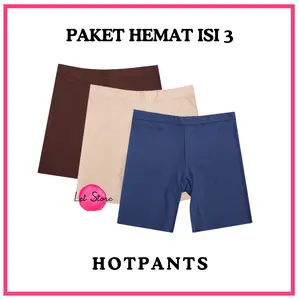 Paket Hemat 3 Celana Pendek Wanita - Hotpants, Legging, Short Pants, Shot - Celana Hotpants Nyaman Santai Hitam  Karet Dewasa Cewek