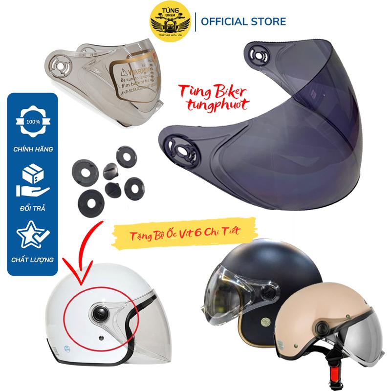 Kính Thay Thế Gắn Mũ Bảo Hiểm GRO, AMBY, SUNDY, ASIA, NAPOLI, GRS và Các Dòng Nón Nửa Đầu, Nón 3/4 Đầu (Tặng Ốc Vít)