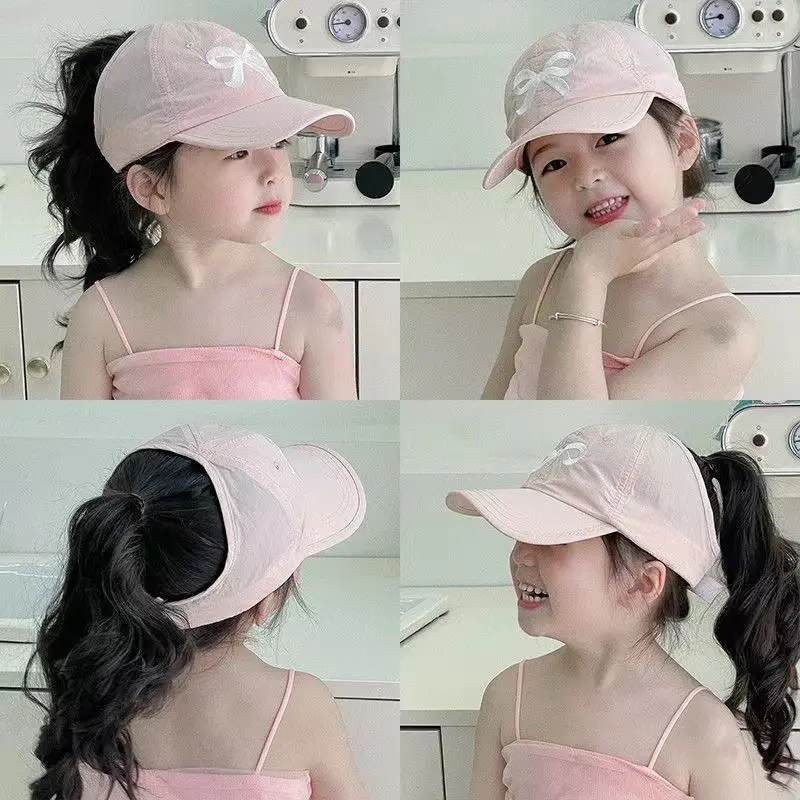 Mũ Mùa Hè Cho Trẻ Em, Mỏng Và Nhanh Khô, Mũ Mỏ Vịt, Nửa Đầu Rỗng Có Thể Buộc Đuôi Ngựa, Mũ Bóng Chày Che Nắng, Thích Hợp Cho Bé Gái Từ 2-8Y 1