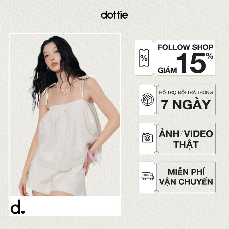 DOTTIE - Áo hai dây vải eyelet - Trắng - T1081