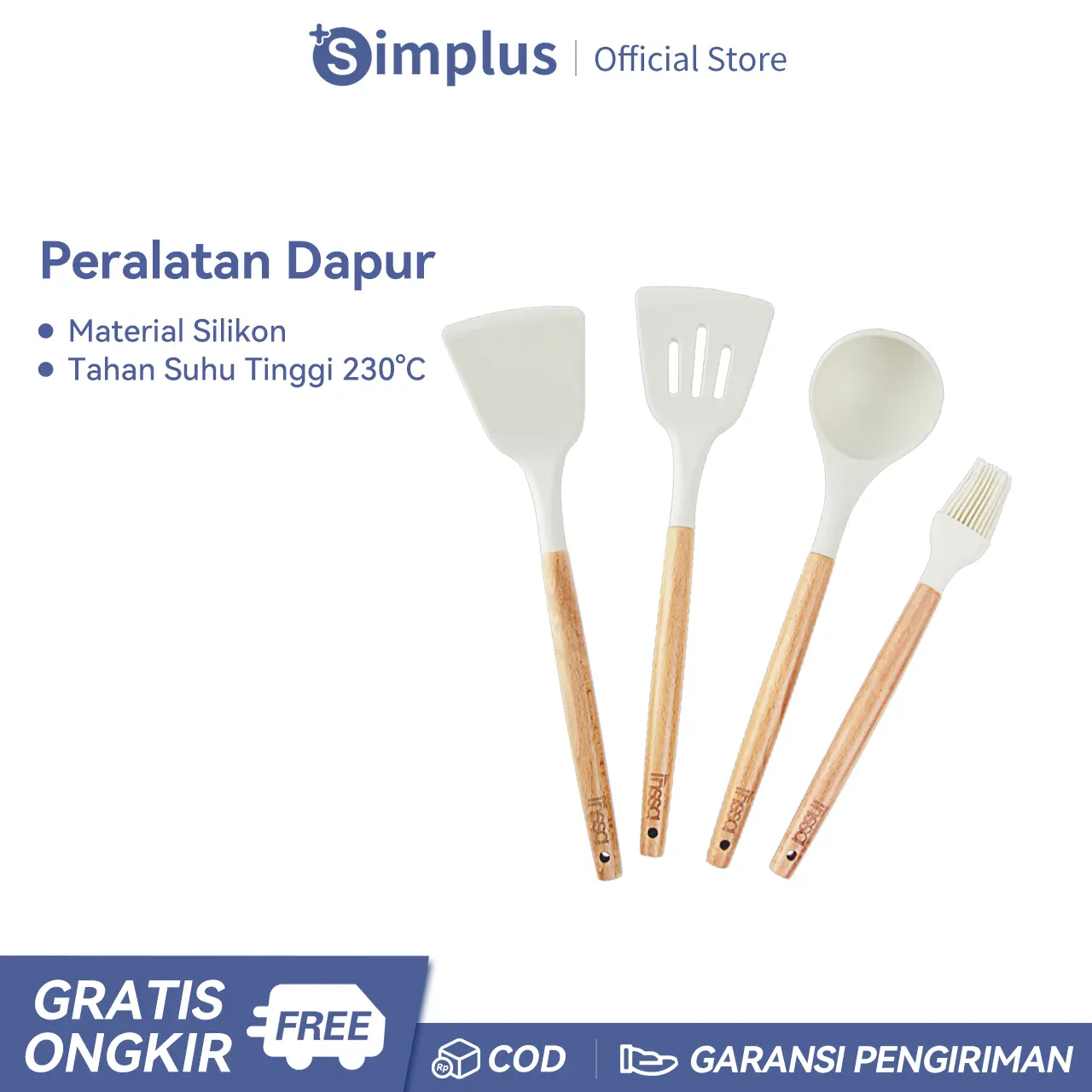 【BISA COD】SIMPLUS Alat Masak Spatula Silikon Food Grade Kitchenware Tahan Panas CFLL002