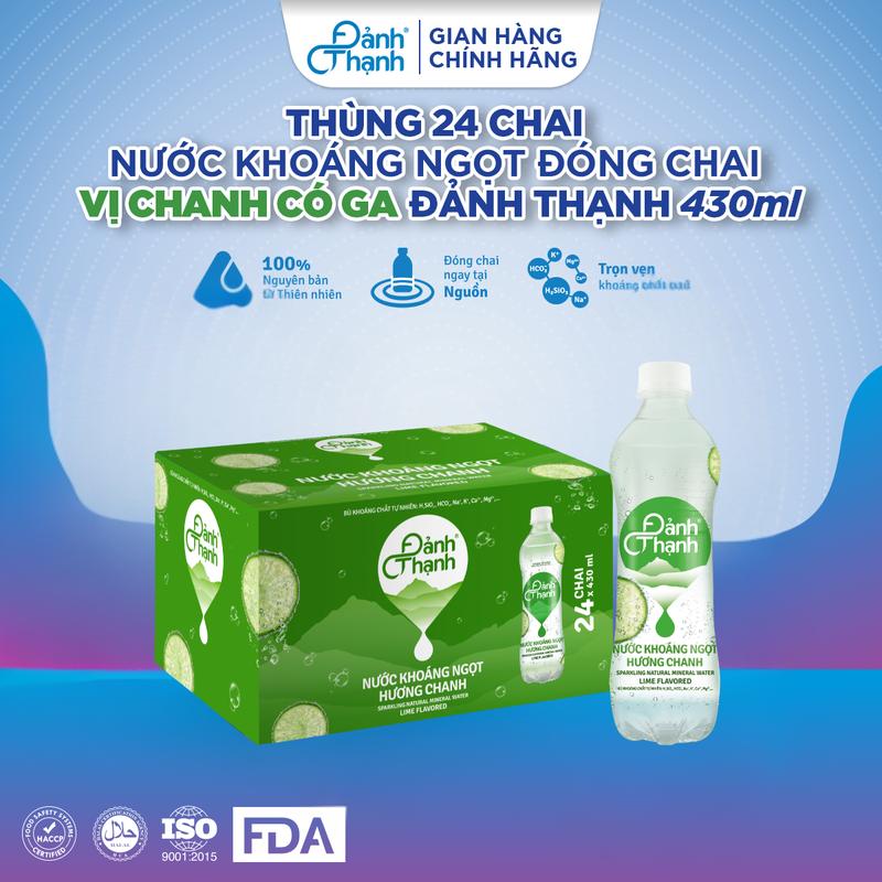 Nước Khoáng Ngọt Đóng Chai Vị Chanh Có Ga Đảnh Thạnh - Thùng 24 Chai 430ml - Bổ Sung Khoáng Chất Tự Nhiên & Giải Khát Hiệu Quả