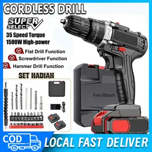 198VF Mesin Bor Impact Drill bor listrik Bor baterai Cordless Drill Bor Listrik Set Bor lengkap mesin Rechargeable Torsi Besar besi tembok Beton kayu dongcheng  bor  baterai bor baut
