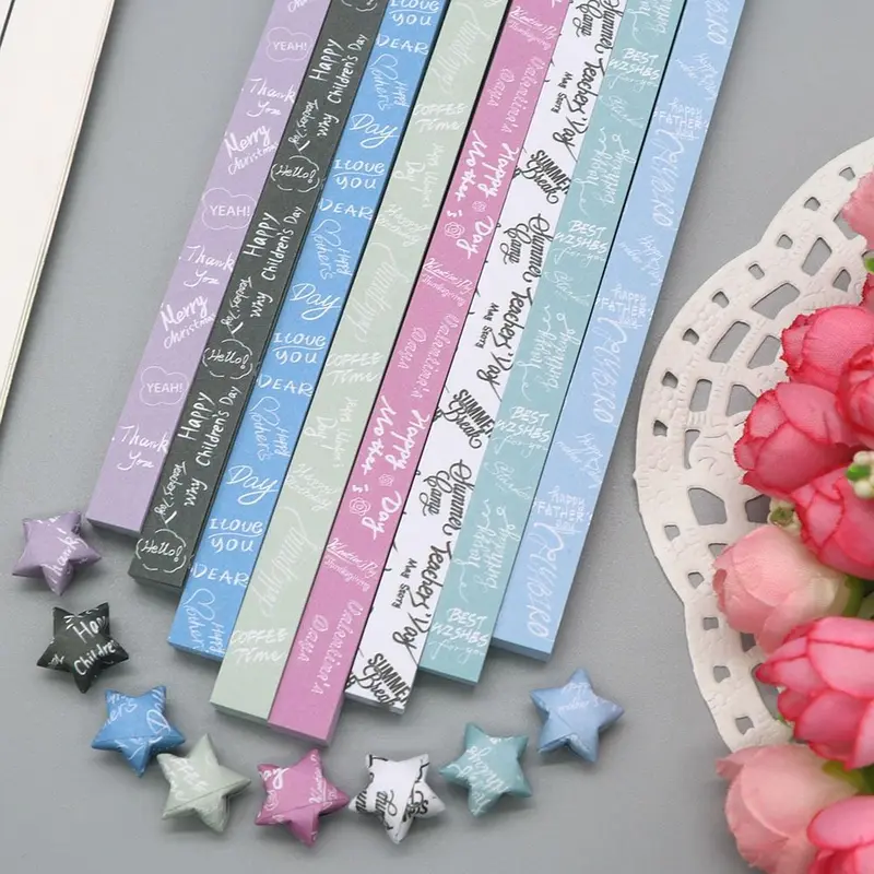 Giấy Origami, 540 Tờ, Hình Ngôi Sao, Thủ Công Tay Tự Làm, Giấy Ngôi Sao May Mắn, Dải Giấy Ngôi Sao Gấp, Thích Hợp Cho Thủ Công Mỹ Nghệ Giấy 4