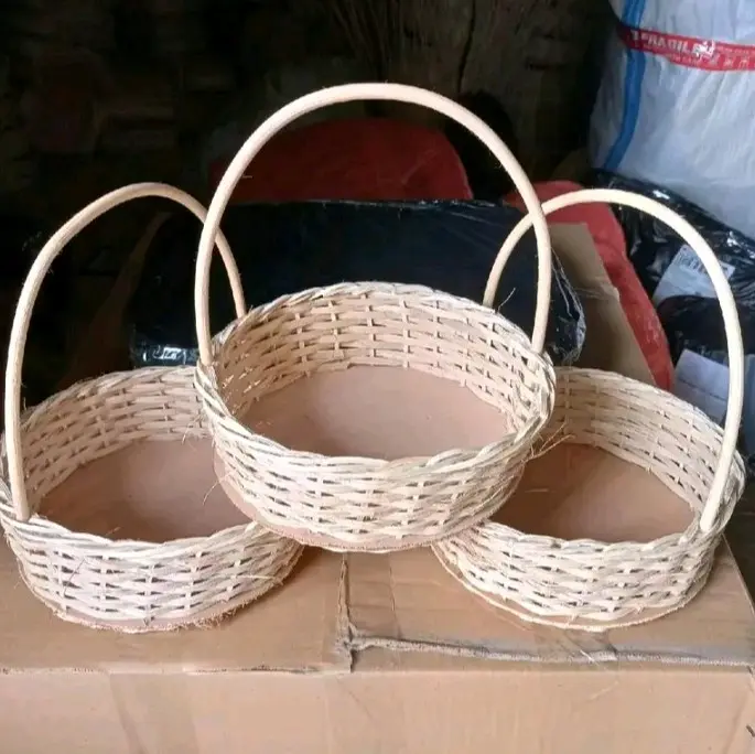 Keranjang Rotan Bulat Tangkai Ukuran 20cm (Satuan) Ready stok size 20cm