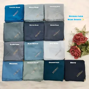 Hijab Deenay Liza Original Blue Series. Kerudung segi Empat Deenay Polos Warna Biru