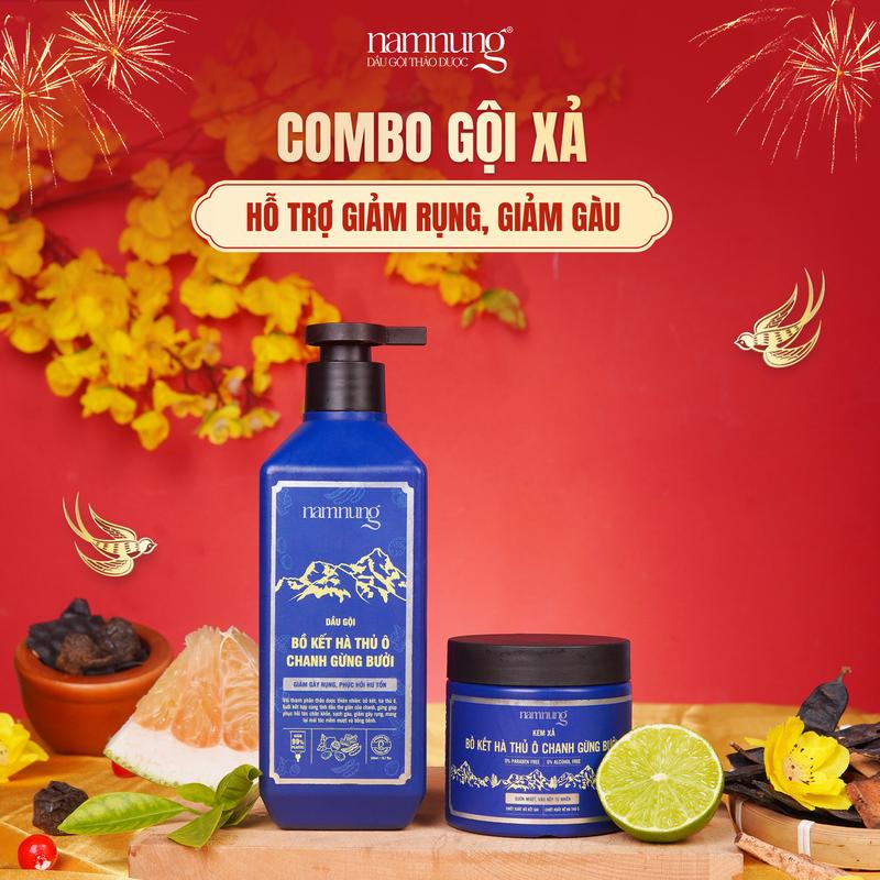   FLASH SALE   COMBO BÁN CHẠY  Dầu gội thảo dược bồ kết NamNung 500ml và dầu xả thảo dược 200gr hỗ trợ giảm rụng suôn mượt Chăm sóc tóc Dưỡng tóc nữ - Giảm 39% 