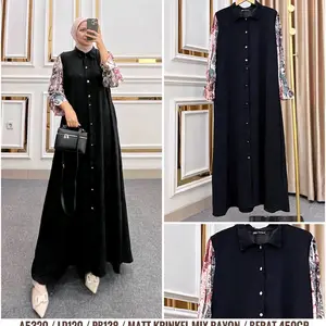 Gamis krinkel mix rayon Kode A5320   ld120 / pb138 / Matt krinkel mix rayon / Berat 450gr / busui    urutan warna mulai dari kiri ke kanan ya  warna :  hitam