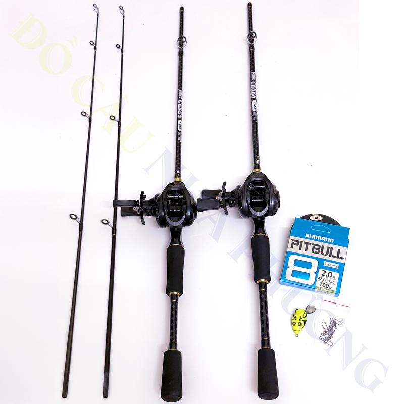 Combo Cần Câu Lure Ceres Máy Ngang Cemreo có tiếng Drag Click + Dây PE x8 100m + Nhái Hơi + 5c khóa lure - Fishing Lure Câu Cá Bắt Cá Đi Câu Câu lure