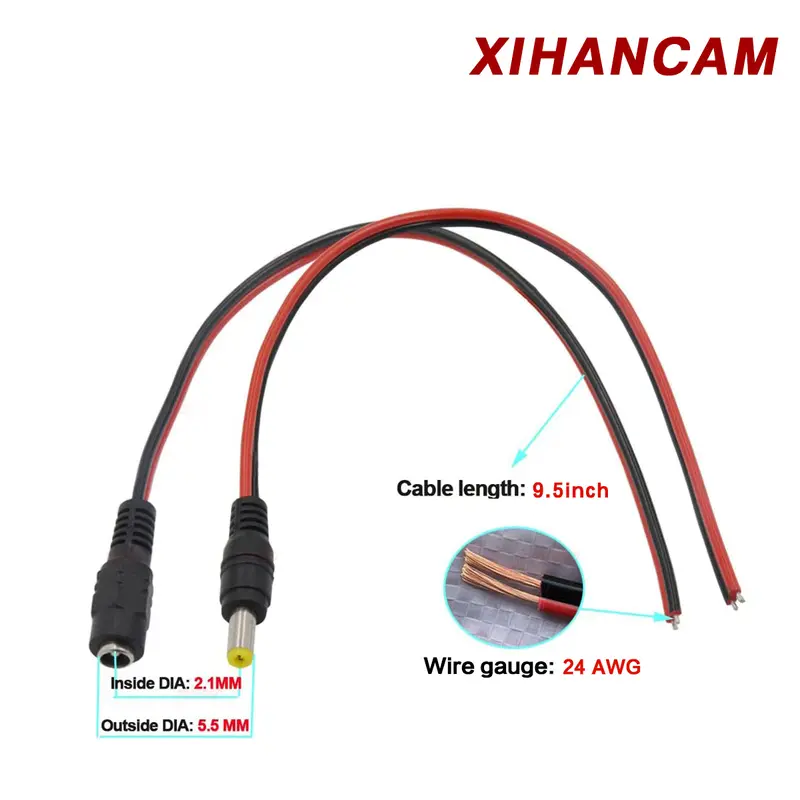 XIHANCAM Konektor Jack DC Male Female Konektor CCTV Ke CCTV Jack Sambungan Konektor Kabel DC CCTV 2