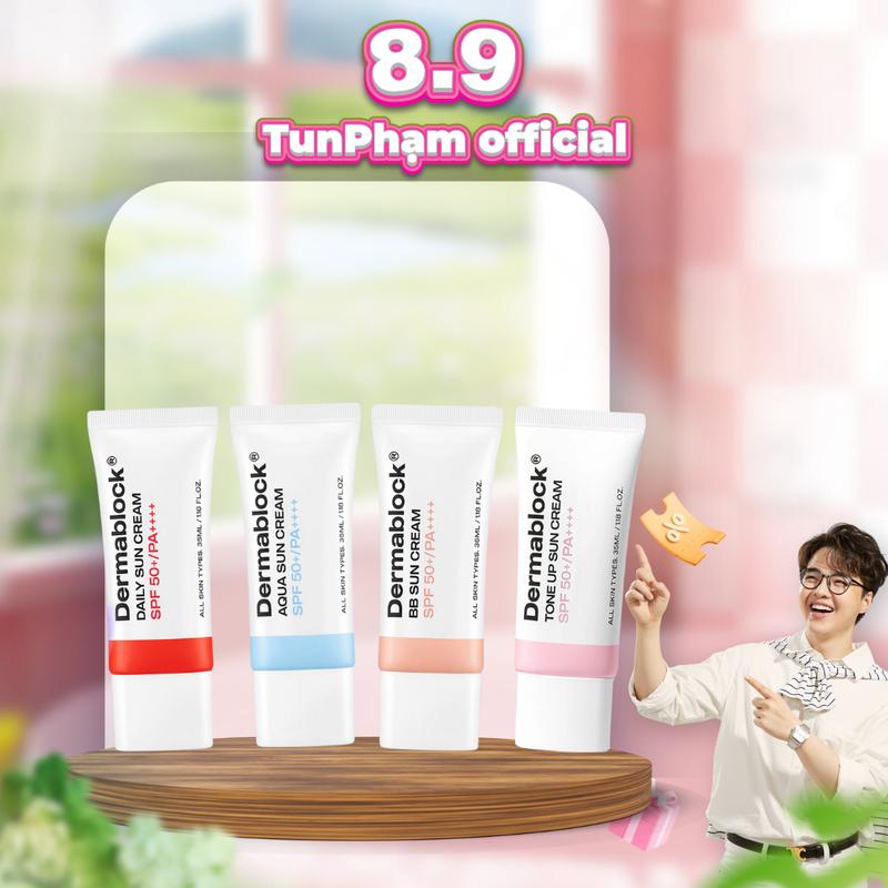 Tun Phạm x minie Kem Chống Nắng Dermablock SPF50+ PA++++ Hàn Quốc Giúp Chống Nắng Và Nâng Tone Cho Mọi Loại Da 30ml