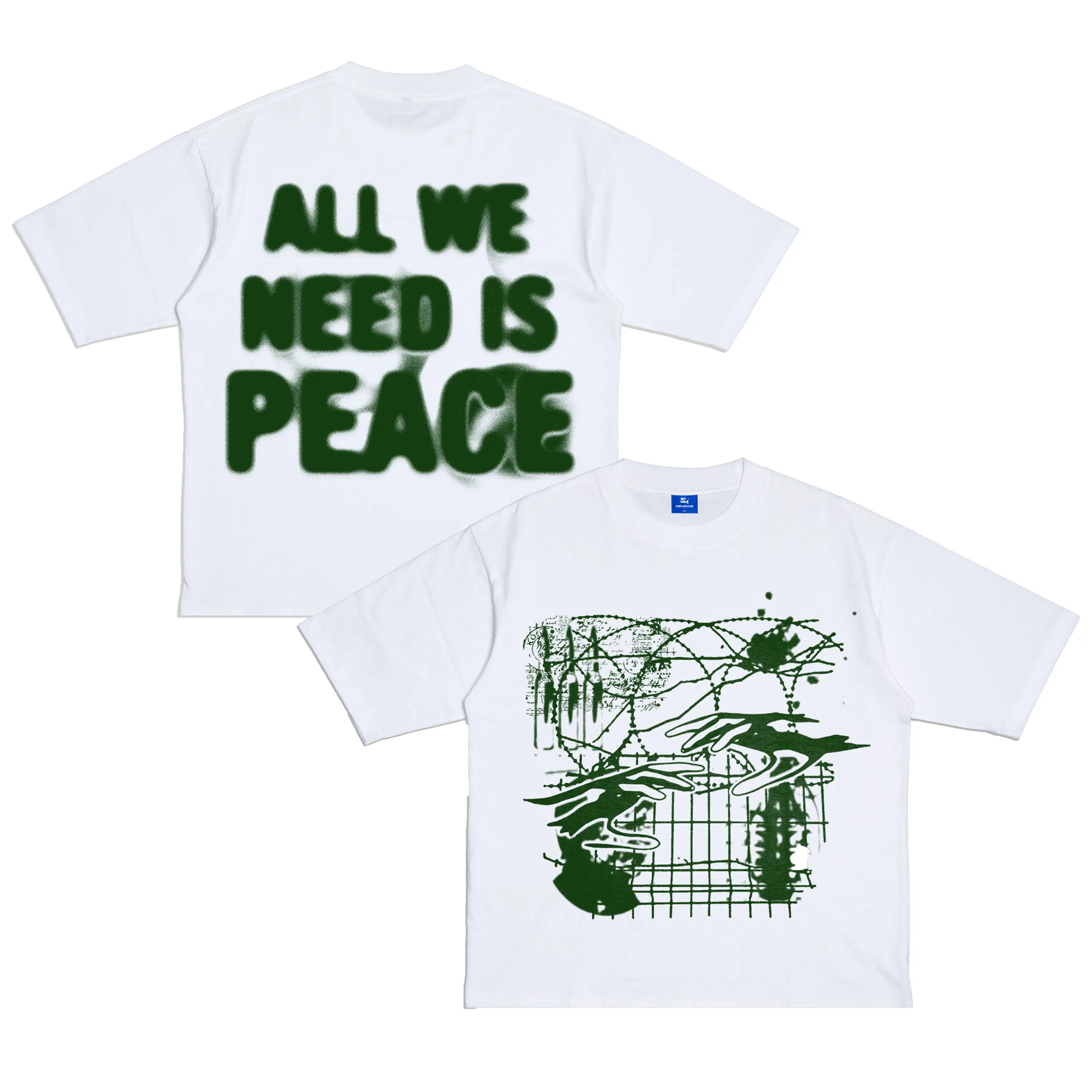 Simplimoods - Baju Kaos Distro Tshirt Skena Boxy Oversized Pria dan Wanita Peace Cotton Combed 24S Lembut Sablon Pendek Katun Panjang Atasan