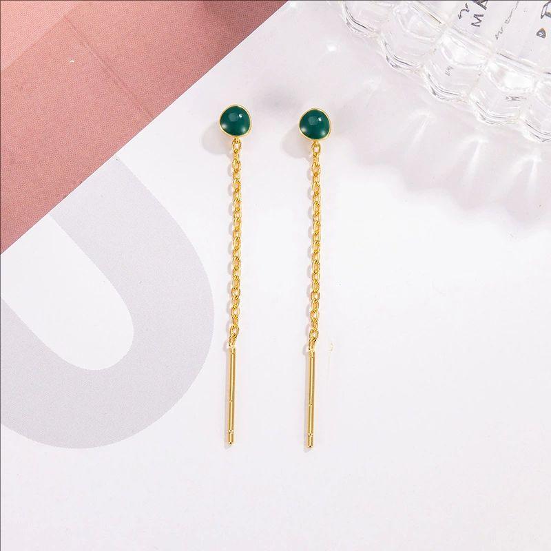 Product Introduction of Fresh and sweet niche design avocado green ear wire enamel drip glaze niche simple female ear jewelry 1