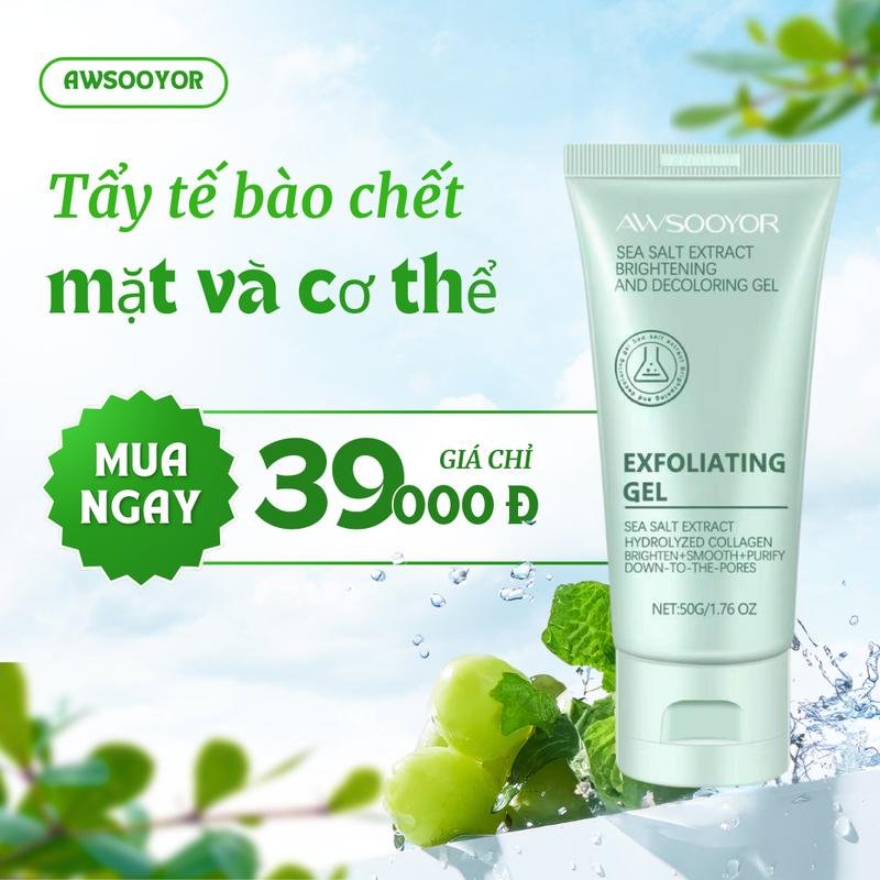 Kem tẩy tế bào chết Chlorella cho da mặt và cơ thể - Làm sạch sâu kiểm soát dầu nhờn thu nhỏ lỗ chân lông cấp ẩm tức thì phù hợp mọi loại da nam nữ" tẩy  tế  bào  manyo  vàng  và  trắng