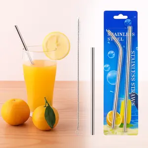 Sedotan Stainless Steel 3 in 1 Ramah Lingkungan Lengkung Anti Karat Awet Murah Paket Lurus dan Lengkung Bonus Sikat Pembersih