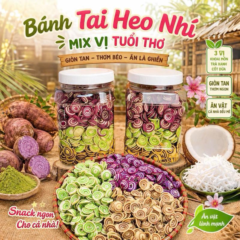 Bánh tai heo nhí mix 3 vị hộp 500gram ăn vặt bảo hân ĂN VẶT banh tuoi tho  Snack Food