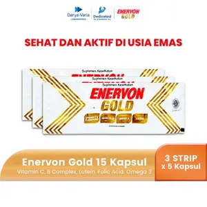 Enervon Gold Vitamin C, B Complex, Omega 3 Isi 15 Tablet (3 Strip x 5 Tablet) - Suplemen Multivitamin Daya Tahan Tubuh Lansia 50+ Tahun