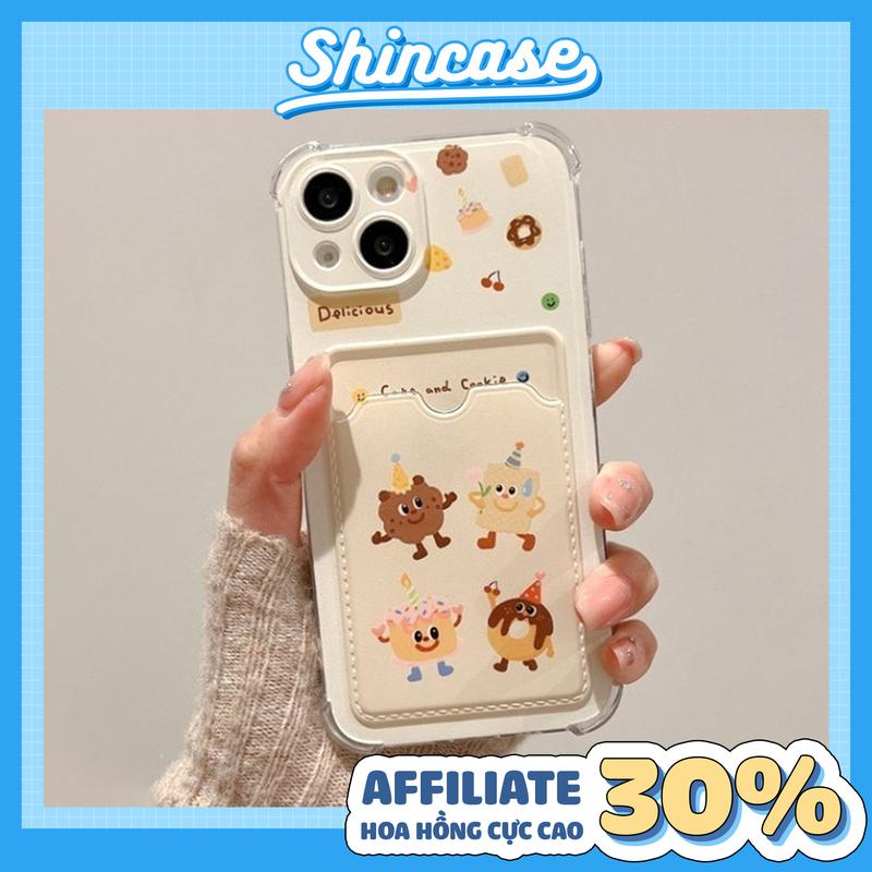 Ốp Lưng iPhone Cute Cake Silicon Dẻo Đựng Thẻ Chống Sốc Bảo Vệ Camera -iP 6 6s 7 8 Plus X XS XR 11 12 13 14 15 16 17 Pro Max