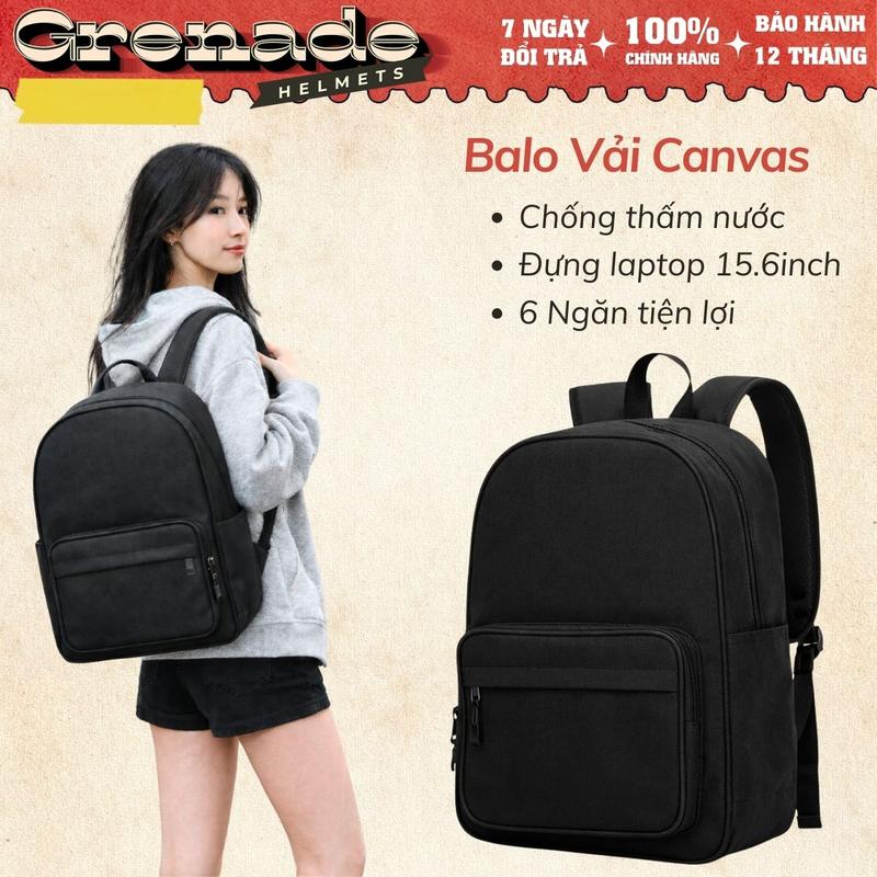Balo Canvas Chống Nước Unisex – Balo Laptop 15.6 Inch Form Basic Ulzzang Đi Học…