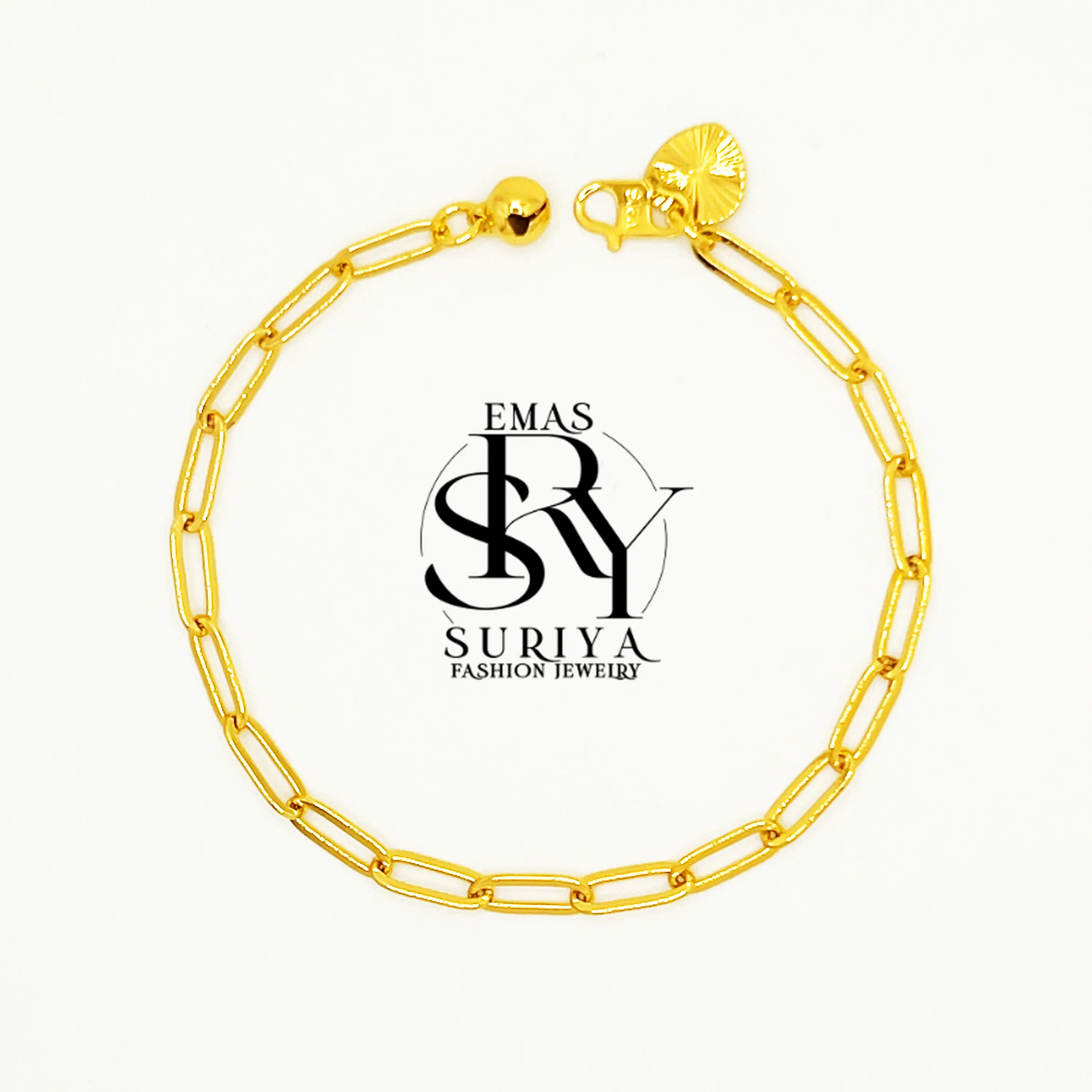 BR20 - T88219 Rantai Tangan Paperclip Kosong Lebar 0.4CM Emas Sadur 24K Emas Bangkok Emas Korea Gelang Bracelets