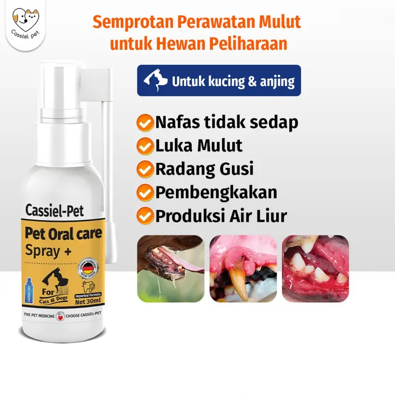 Cassiel Pet Penghilang Bau Mulut Air Liur Radang Tenggorokan Sakit Gigi Pembersih Kerak KucingAnjing 0