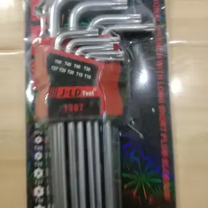 JLD 9pcs KUNCI L BINTANG SET PANJANG Kunci L Set T10-T50 Kunci L Long Torx Hex Key Set Key Wrench Long Metric Set Ball Point Hexagonal