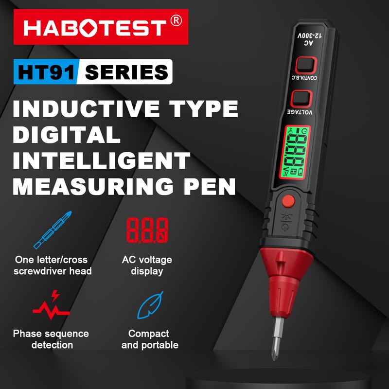 Máy Dò Điện Áp HABOTEST HT91CP AC Voltage Detector NCV 12 ~ 300V Máy Kiểm Tra Điện Áp Loại Bút Cho Dây Trực Tiếp Không Có Dây Có Đèn Pin Màn Hình LCD Thiết Bị Tìm Điểm Ngừng Chức Năng Giữ Ngày