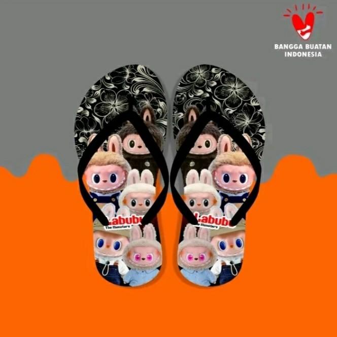 SANDAL JEPIT anak perempuan motif LABUBU Fashion Kaki Sepatu