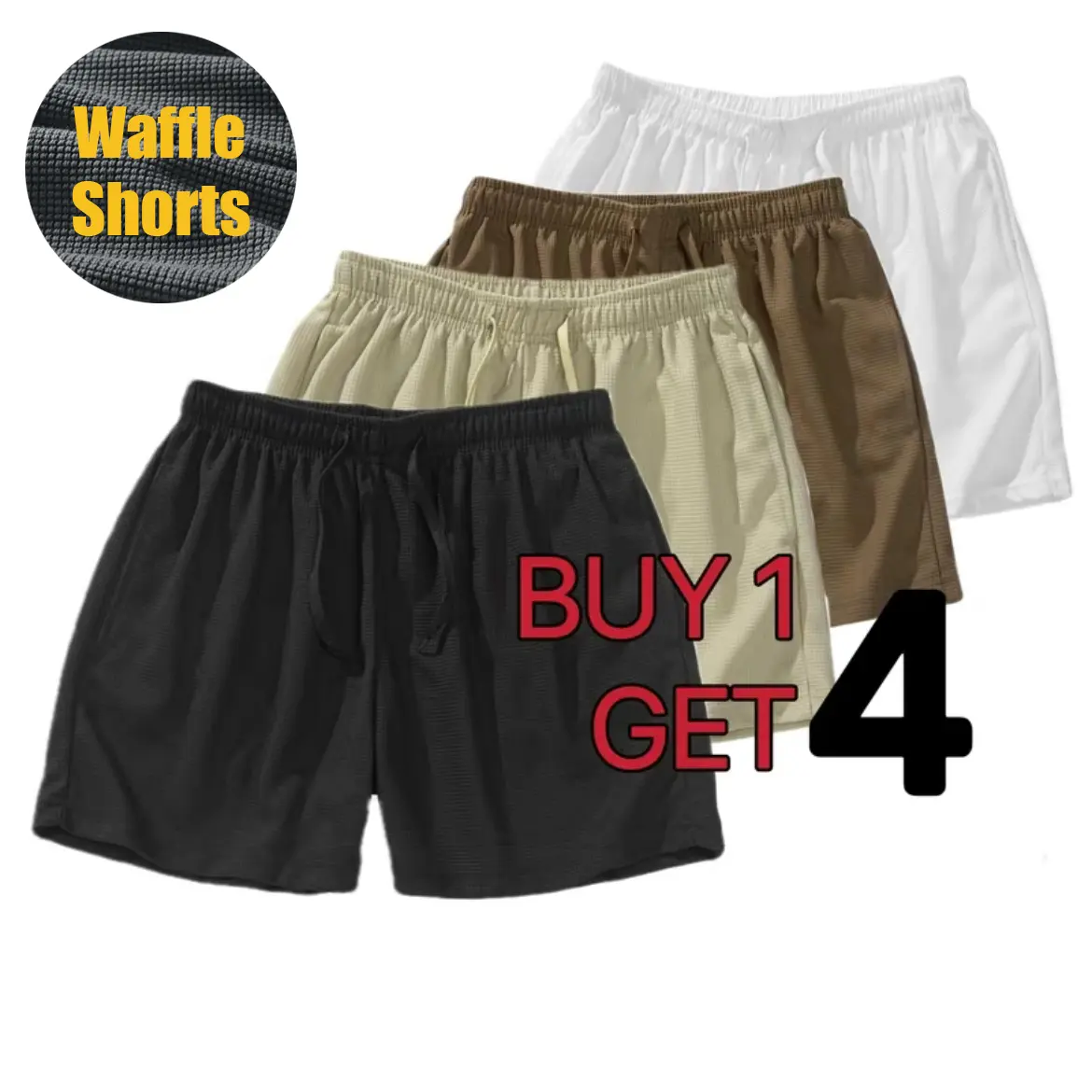 [ZR CLOTHING]Waffle solid color shorts basic daily fashion casual neutral shorts multiple color options versatile fashion