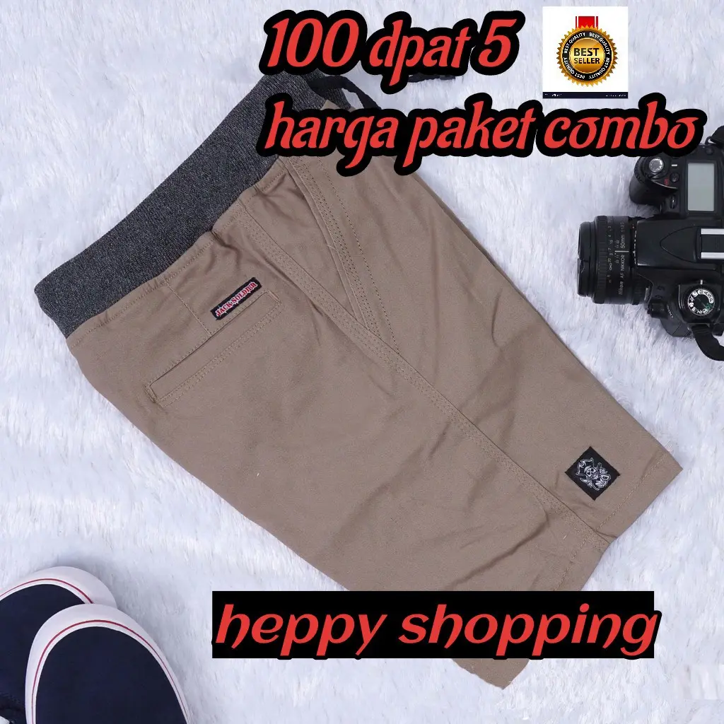 Celana pendek chinos pria 100 dpat 5 pcs