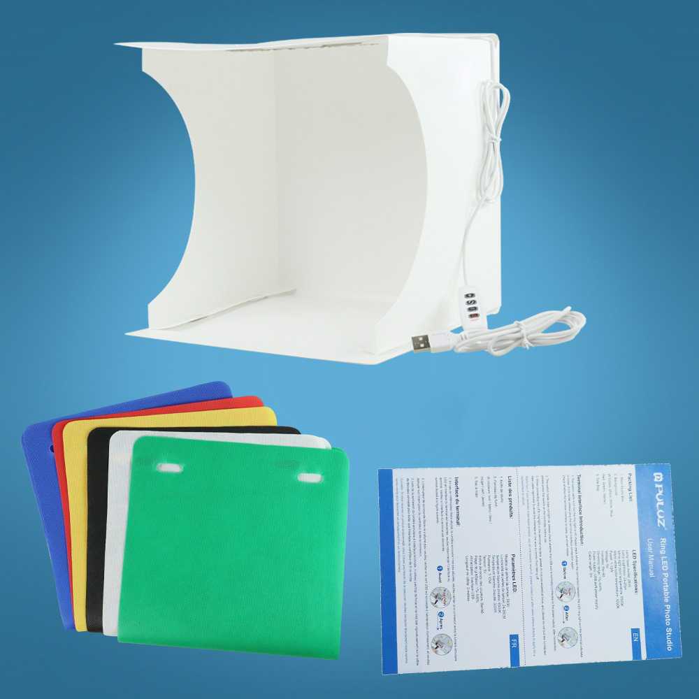 PULUZ Studio Photobox Lampu Ring Light LED 3in1 Color 6 Backdrop 10W - PU5023