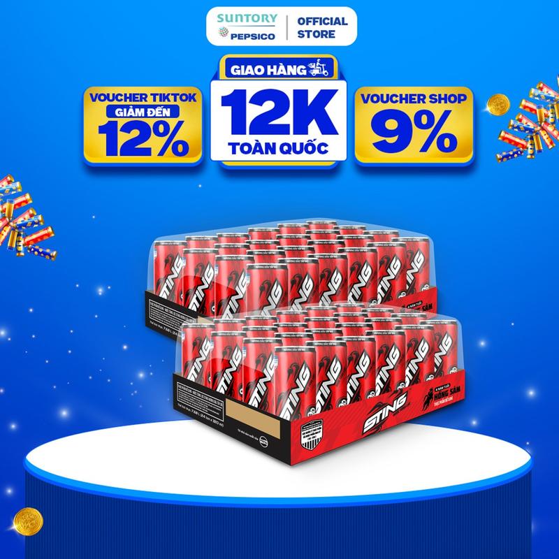 Combo 2 Thùng 24 Lon Nước Tăng Lực Sting Dâu 320ml lon