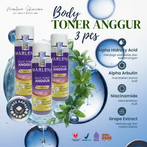 BODY TONER ANGGUR ARBUTIN BPOM 3 PCS FREE KAPAS