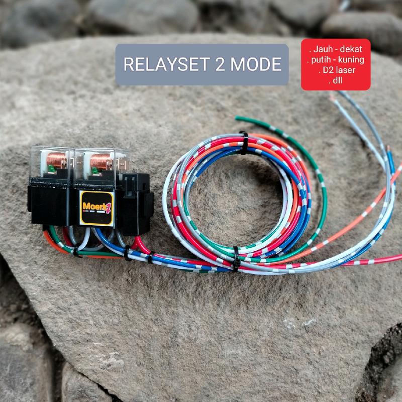 RELAYSET 2 MODE + RELAY. untuk lampu jauh dan dekat atau putih dan kuning seperti D2 Laser 4