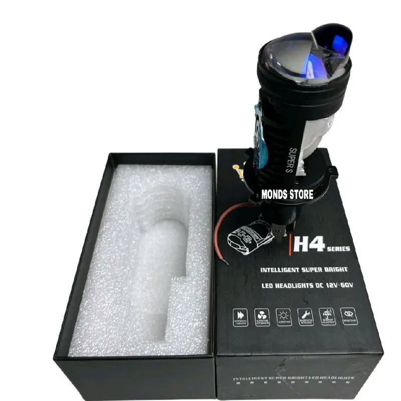 Lampu Utama H4 Cahaya Biled Super Terang Devil Plus Kipas Pendingin Lampu Sorot H4 Premium High Low Arus AC DC 4