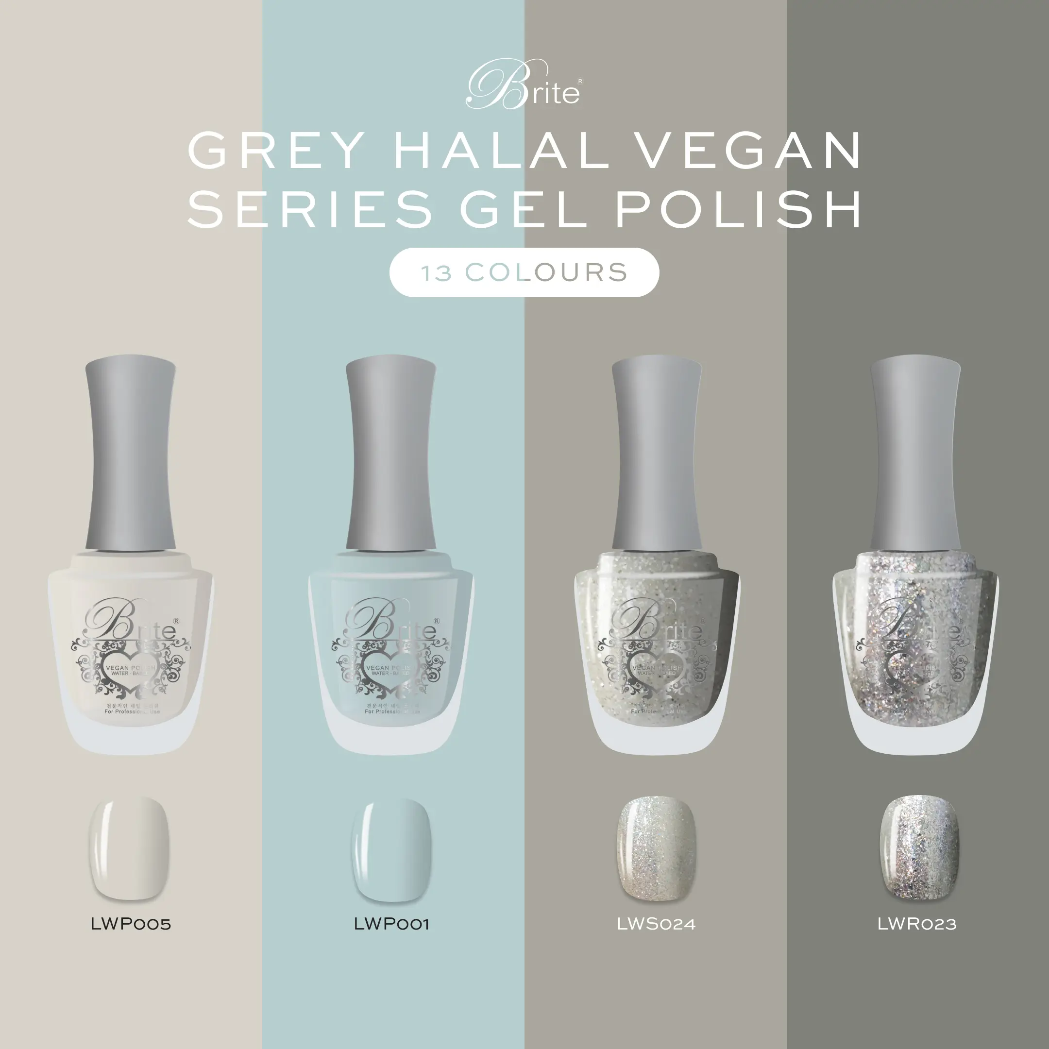 Brite Halal Vegan Nail Polish (Grey Series)