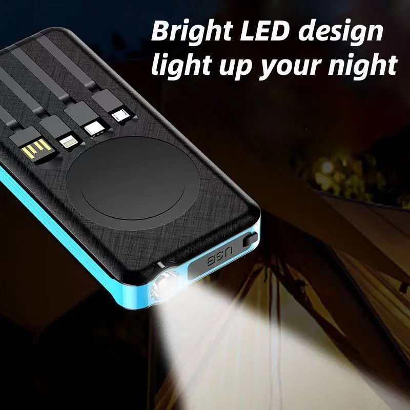 【100% ORI】Solar Powerbank 100000 mAh 50000 mah With 4 kabel original Power Bank Murah Fast Charging Senter LED Outdoor Portable Powerbank 20000 mah 5