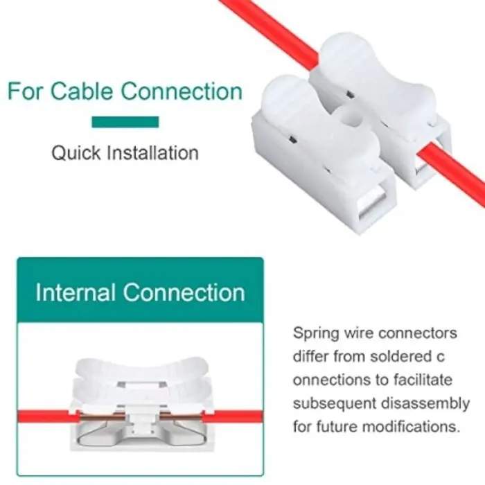 NEW SERIES 100pcs Quick Connect Terminal Connector Sambungan Kabel Listrik 2 PIN Jepit CH2 1