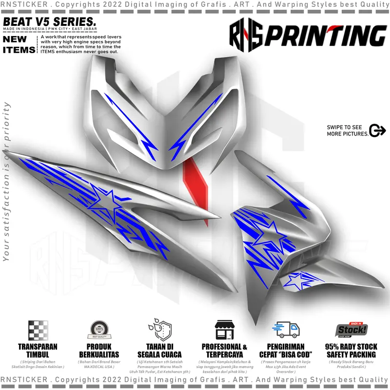 V6 CUTTING STIKER STRIPING VARIASI BEAT NEW TERBARU 2024 BEAT STRET DELUXE BINTANG TRANSPARAN STYLES Kendaraan Motor 5