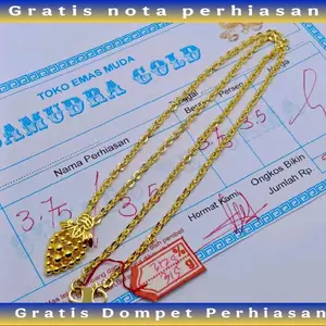 Kalung E.M.A.S Muda Asli Motif Rantai Kecil Liontin Anggur Gratis Dompet Dan Surat Perhiasan Dari Toko