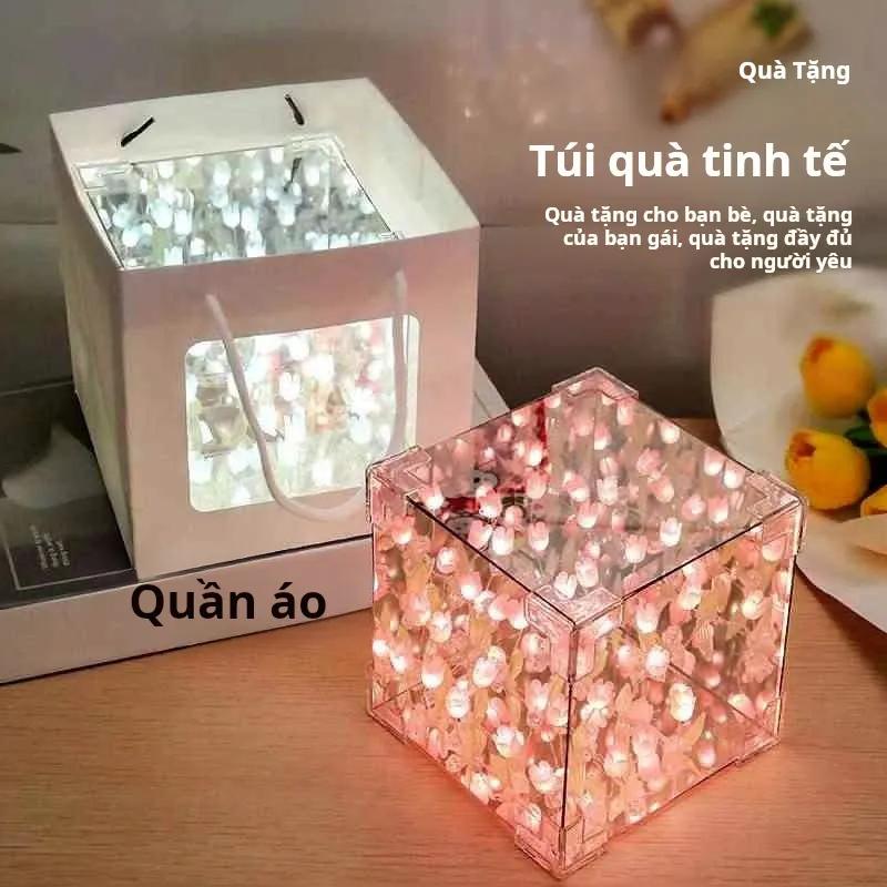 Đèn Ngủ Tulip 3D Tự Lắp DIY - Đèn Hoa Gương Phản Chiếu | Quà Tặng Valentine Sinh Nhật Lãng Mạn Cho Người Yêu Vợ Chồng | Đèn Để Bàn Phòng Ngủ Ấm Áp Trang Trí Nhà Cửa Độc Đáo