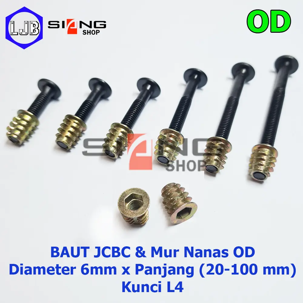 Baut JCBC Furniture M6 dan Mur Nanas OD
