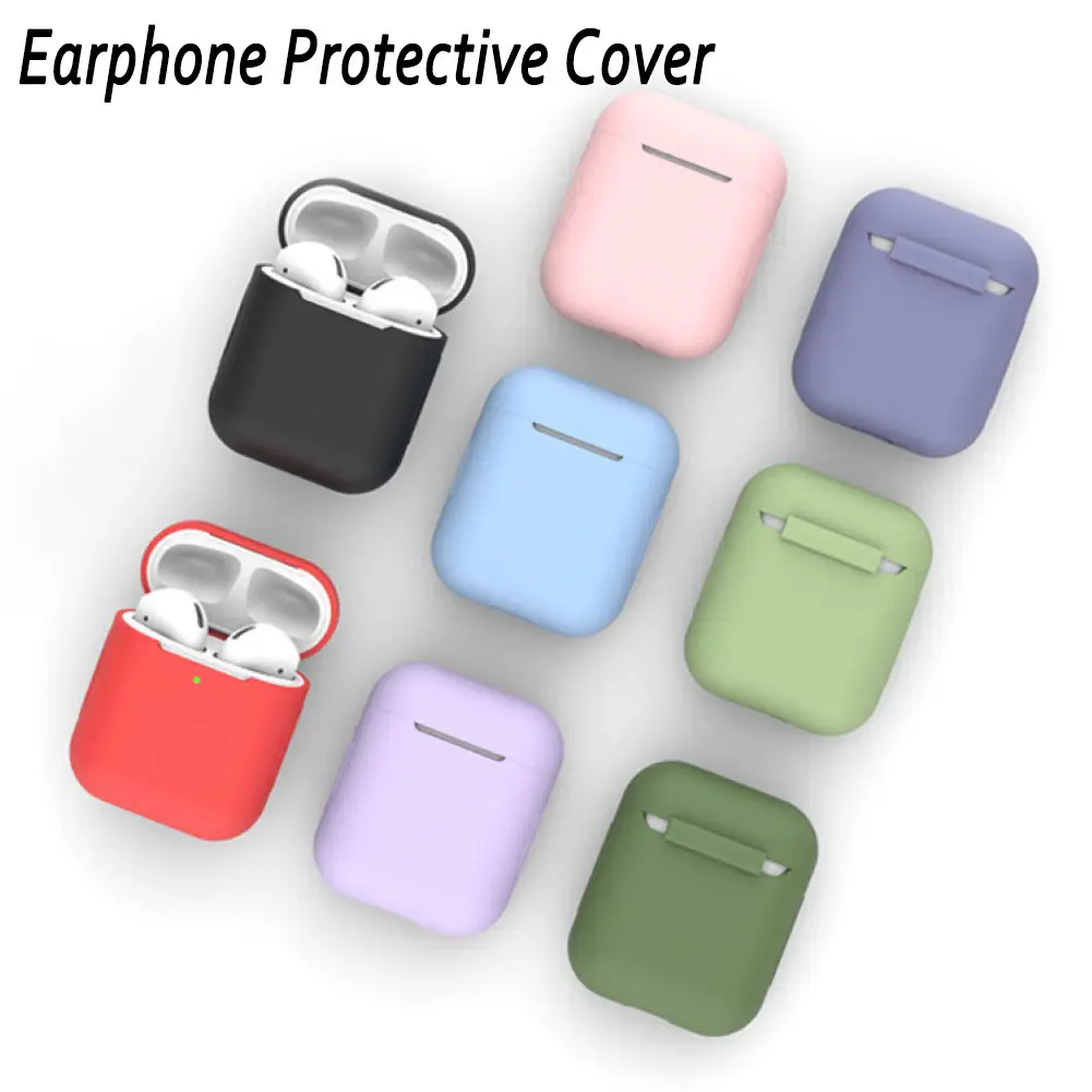 (Only Cover) Silicone Anti-shock Wireless Earphone Protective Cover Full Protective Cover Case for Air-pods 1 2