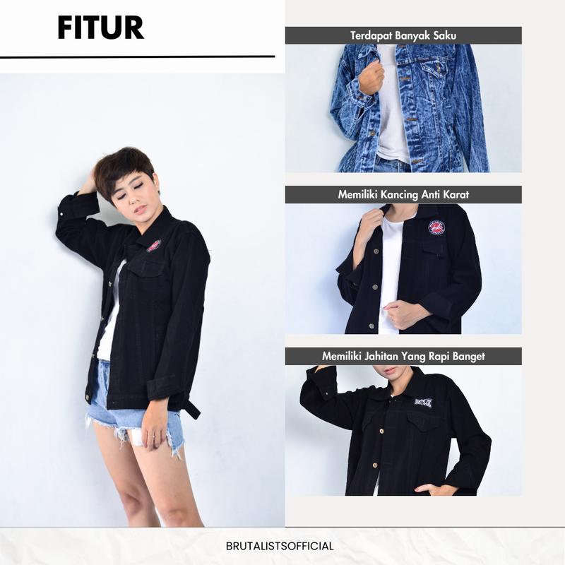 Jaket Jeans Pria Denim Jacket Distro Full Printing Motif Polos 6