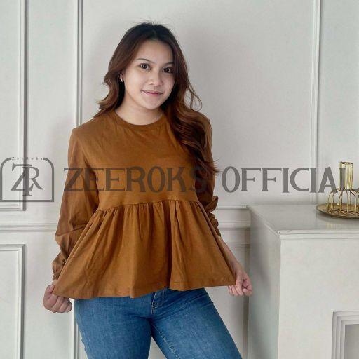 Baju atasan wanita lengan panjang Vanya Rumbia terbaru Bahan Cotton Combad